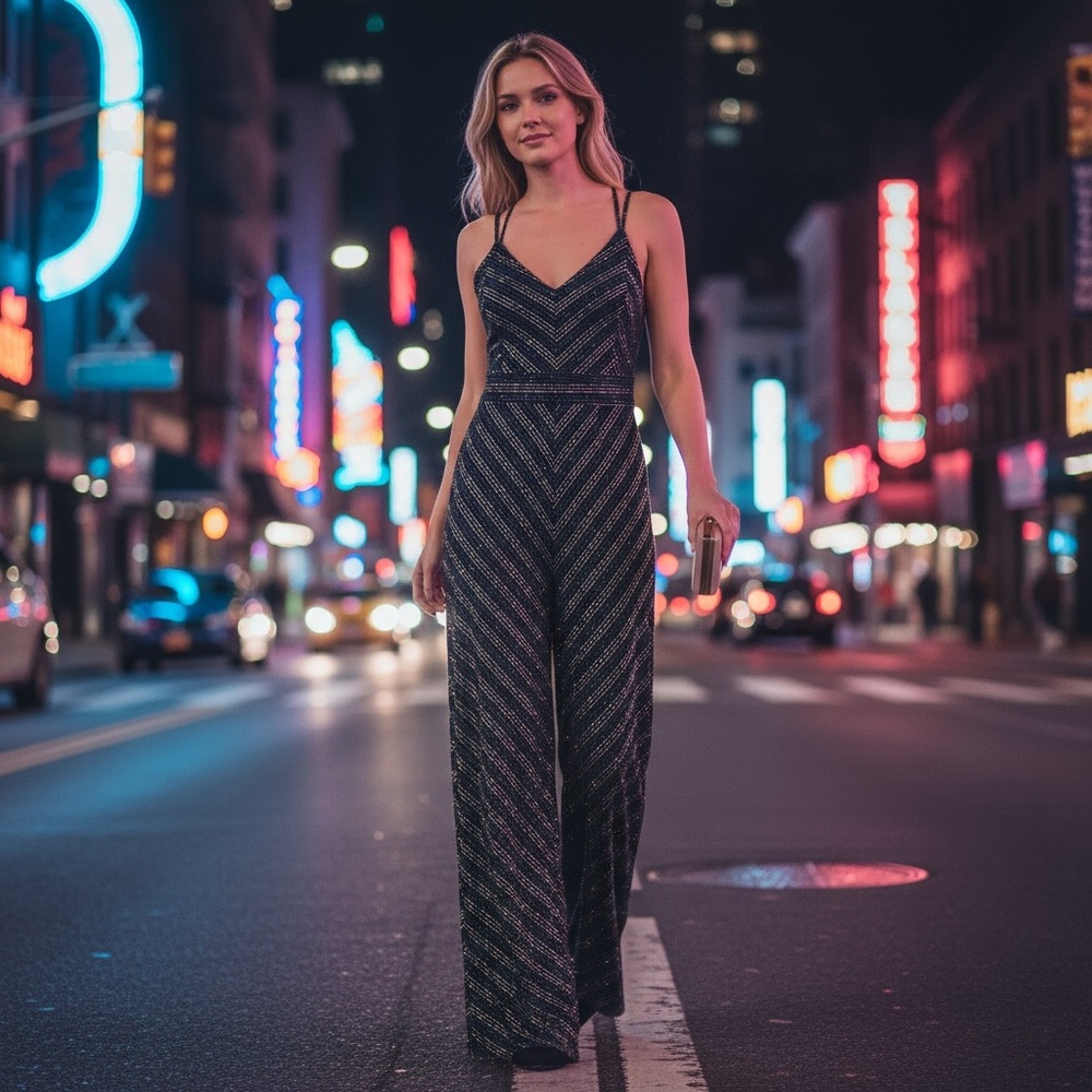 Elegant Black and Blue Jumpsuit